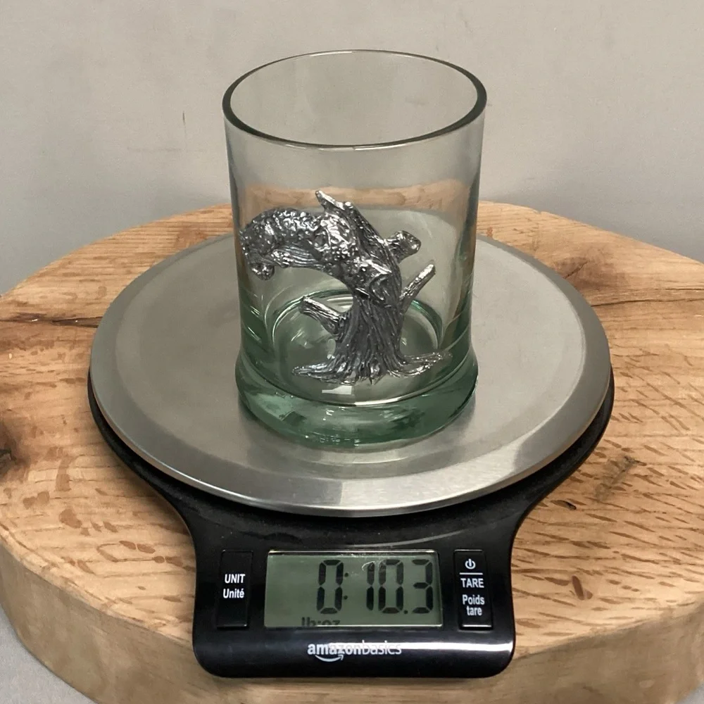 ⚫️ Vintage - Frankli Wild Pewter Leopard Whiskey Tumbler Glass - Rare